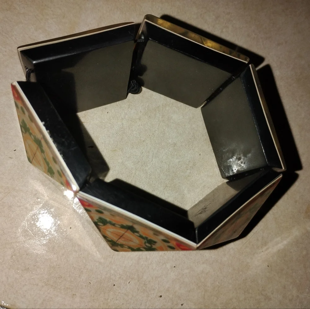 Colorful Geometric Bracelet Vintage 3 D Stretch Bracelet With Large Huge - Picture 3 of 4